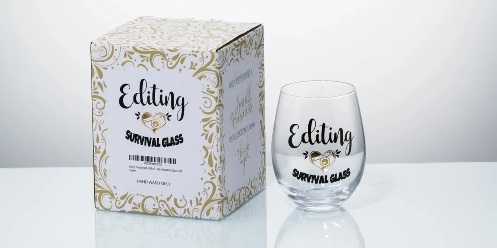 Custom retail gift box with high-temp printed stemless wine glass for online sellers