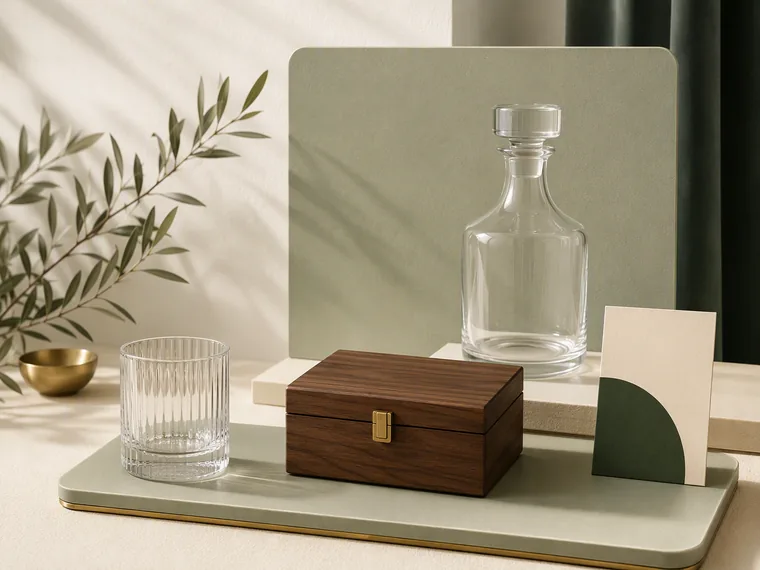 Curated gift options and wooden box