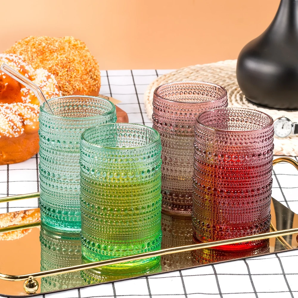 GCT-01-RIB Vintage Ribbed Ripple Glass Tumbler Gift Set with Wooden Lid and Straw