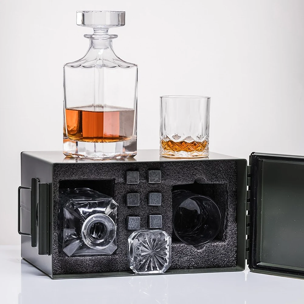 HCG-01-VIP Executive VIP Appreciation Wooden Chest Gift Set with Whiskey Decanter, Slate Coasters and Pen