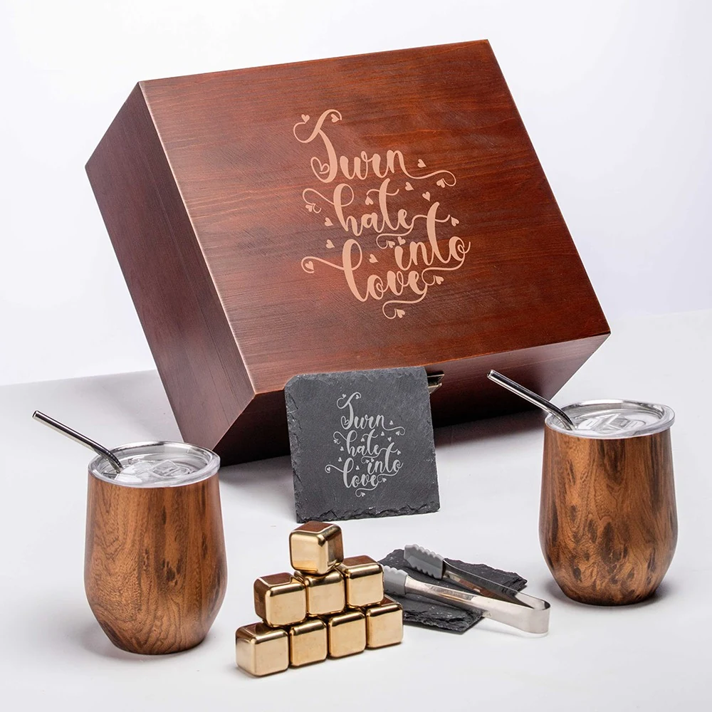 SSC-12-EGG 12oz Stainless Steel Egg Wine Tumbler Duo Gift Box Set